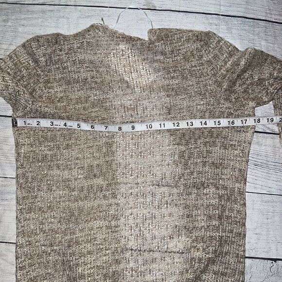 NEW Soft Surroundings Gold Tan Open Weave Open Front Long Cardigan sz Petite XL - Picture 5 of 7